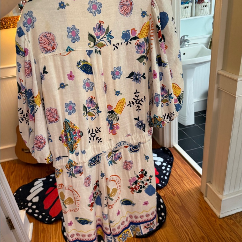 Mediterranean Chic Romper with Multicolor Print - Picture 2 of 3